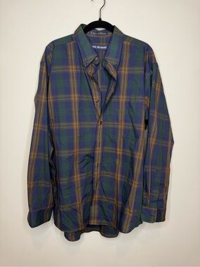 Van Heusen Blue and Green Plaid Button-Down Shirt